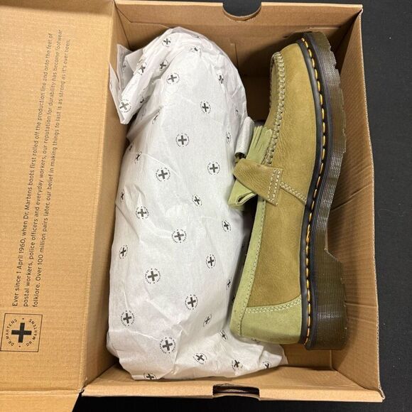 Dr. Martens Shoes - New Dr Martens Adrian Muted Olive Tumbled Nubuck Leather Tassel Loafers